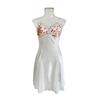 Eis Seide Satin Cami Nachthemd V-Ausschnitt Rückenfrei Spitze Patchwork Sommer Kühl Loungewear 539 Seidig Atmungsaktiv Nachtwäsche Perfekt für Heiße Tage