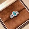 2026 Weave Lace Diamond Sea Blue Ice Flower Zircon Colored Treasure Open Ring Brati