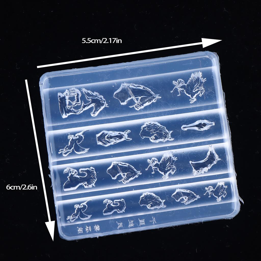 Διαφανές Ανάγλυφο Κεφάλι Αλόγου Σιλικόνης Φόρμα Νυχιών Μεικτού Μεγέθους Διαμορφωμένες Μαλακές Πλάκες Σφράγισης Χαραγής Art Μανικιούρ Εργαλεία Φόρμας