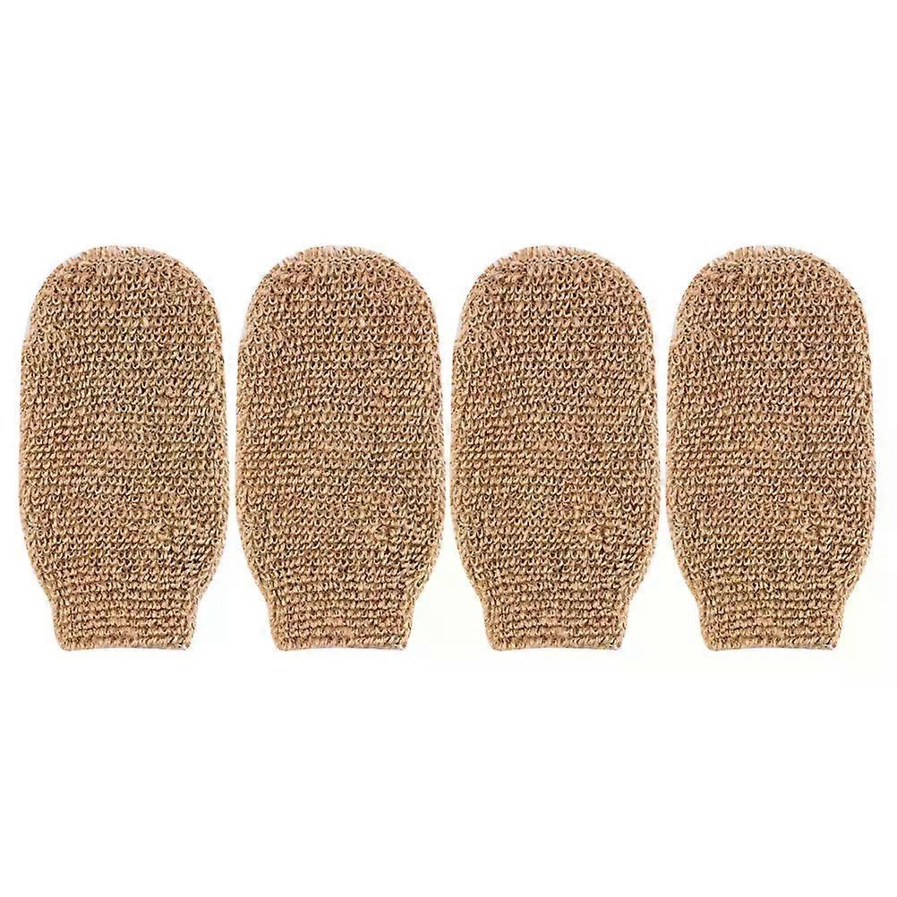 4 Pcs Jute Exfoliating Gloves Bathing Mitts Body Skin Scrubber Shower Accessories Rich Foaming Bath Supplies Back Scrubbers