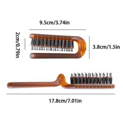 Spazzola per Capelli Setole di Cinghiale Ambra Pieghevole Portatile Pettine Tascabile Pieghevole da Viaggio Massaggiatore Strumento per lo Styling Salone Uomini Donne Regalo