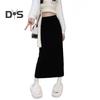 Dámská maxi sukně Elastický vysoký pas Obepínající boky Dlouhá sukně Jednobarevná Ležérní pletená sukně Pro každodenní nošení