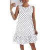 Batwing Hem Dress with Sleeveless Polka Dot Print - Cute and Playful Women's Clothing