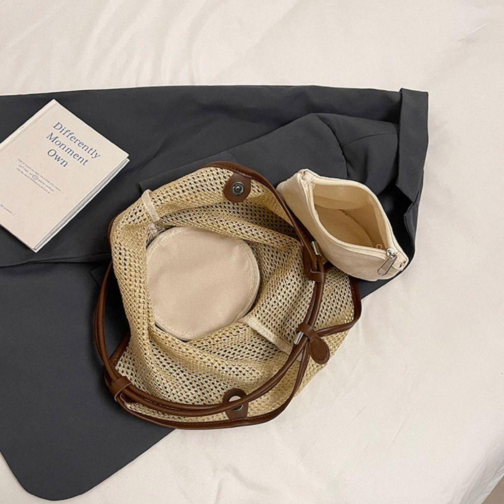 Hollow Out Bohemian Beach Bag Parent Shoulder Bag Hollow Shoulder Bag Straw Woven Bag  Streetwear