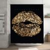Gold Glitter Lip Print Shower Curtain Decorative Bath Liner For Home Bathroom 3D Printed Water Resistant Fabric Black Backgrou