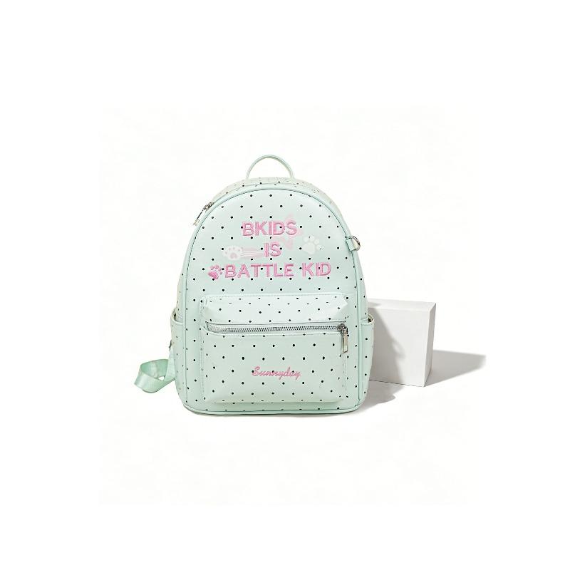 New popular fashion female cute backpack campus girl backpack Korean polka dot commuter backpack 27-13-32 зелёный