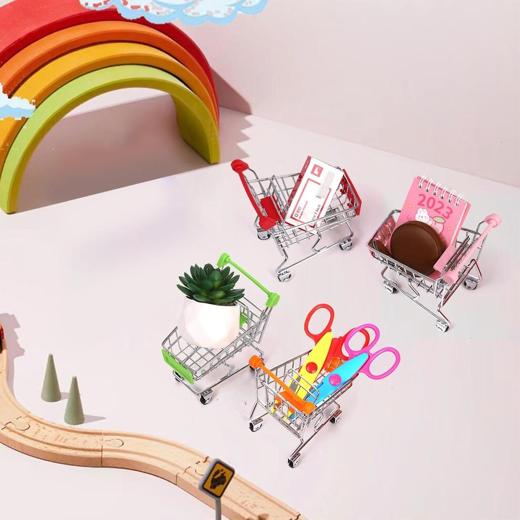Dicunoy 6 PCS Mini Shopping Cart, Mini Supermarket Shopping Grocery Handcart, Small Decorative Ornaments Metal Shopping Utility Cart Mode On Wheels