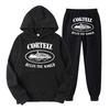 Cortiz Sportswear Tuta da Jogging da Uomo con Stampa Alfabetica Felpa con Cappuccio Y2K Pantaloni da Tuta Larghi con Cappuccio