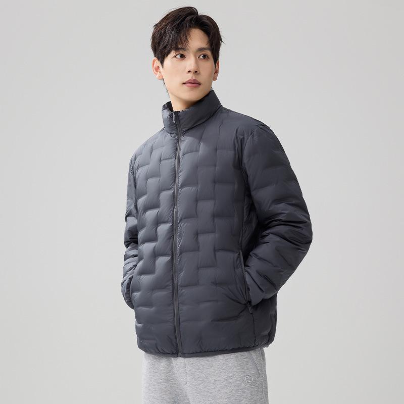 2025 Men's Autumn/Winter Lightweight 90% White Duck Down Jacket - Fashionable Short Stand Collar Style