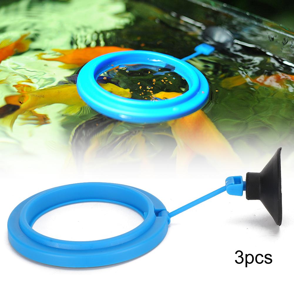 3PCS Plastic Blue Black Aquarium Feeder Fish Tanks Feeding Ring with Suction Cup for All Slow Sinking Floating Feeds