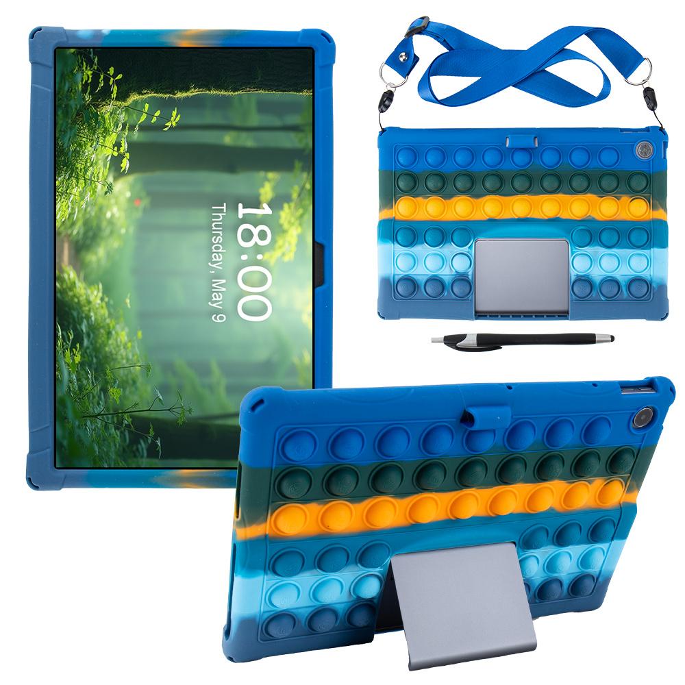 

Для Lenovo Xiaoxin Pad Studio 11.5 дюймів/Tab Plus TB-351FU Чохол з пухирцями, що лопаються, Чохол для планшета з плечовим ременем Colorful Dark Blue