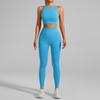 European & American Seamless Ribbed Yoga Suit: High-Intensity Running Fitness Vest & Bra Set