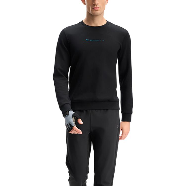 Fila Fitness Round Neck Pullover Long Sleeve Sweatshirt Men Sweatshirt Deep-Black A11M441206F-BK