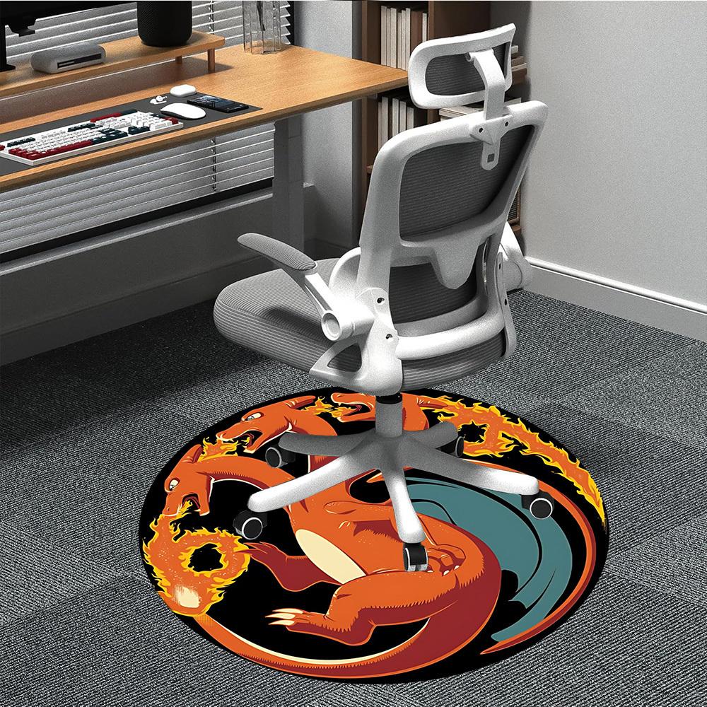 

1PC Dragon Fire, Pokémon Office Round Rug, Non-slip, Soft and Durable Office Rug for Interior Decoration, Perfect for Office yy250915099 80cm by 80cm