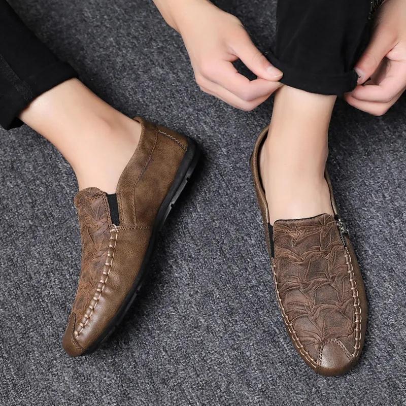 2024 Spring New Men's Loafers Shoes Microfiber  Casual Non-slip Outdoor Shoes Man Sneakers