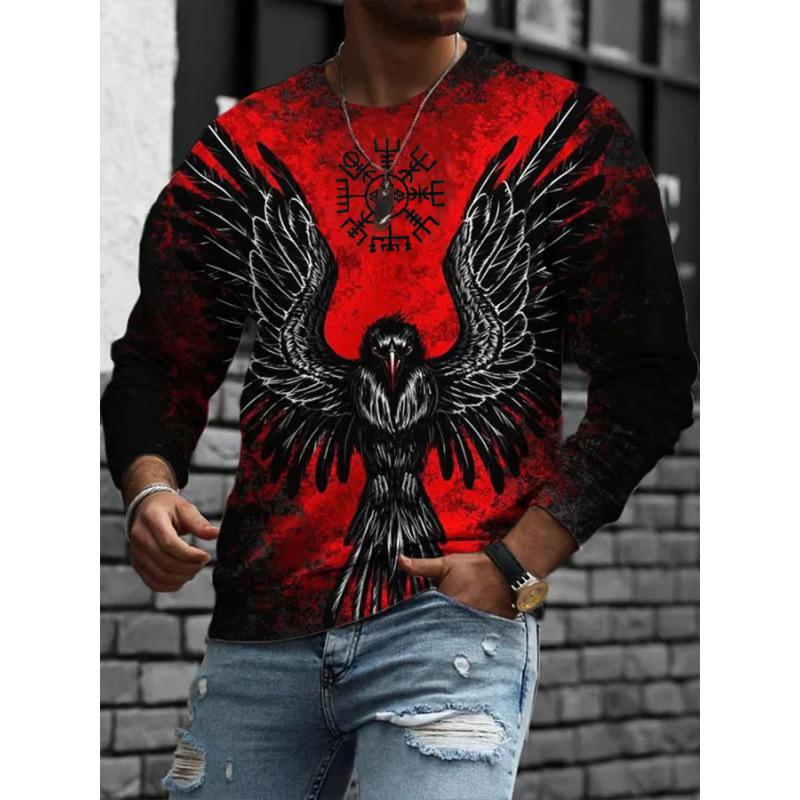 

Мужские футболки с круглым вырезом и 3D-рисунком черепа - Мягкая полиэстеровая ткань средней эластичности, одежда свободного кроя для весны и осени 5XL