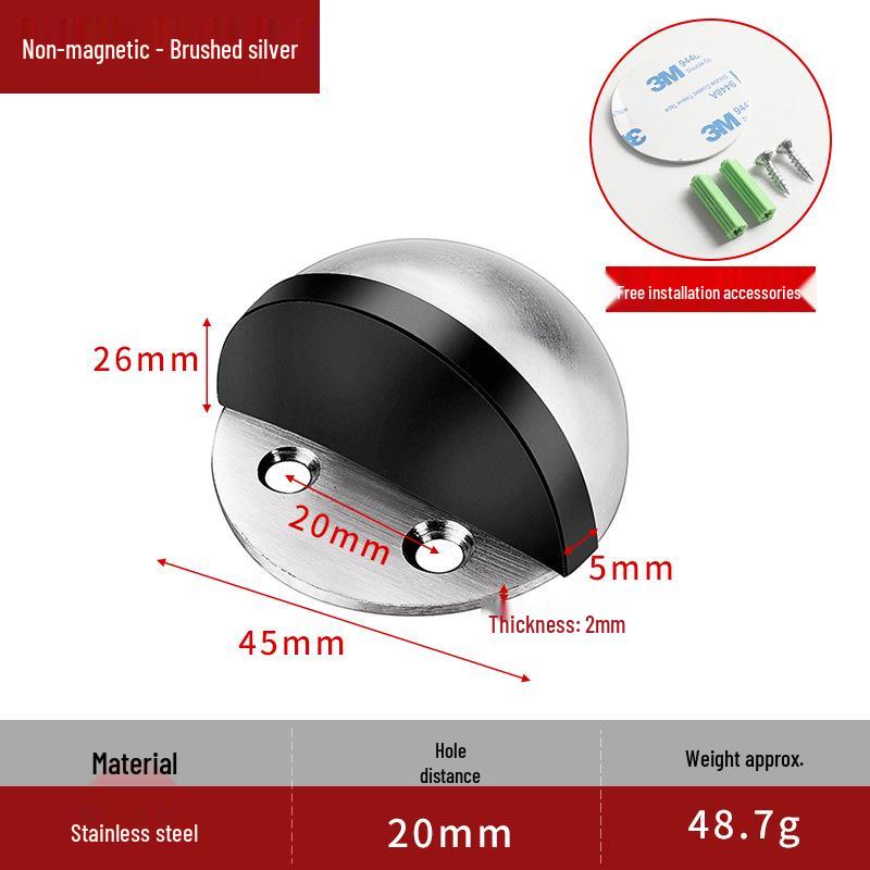 No-Drill Anti-Collision Rubber Door Stopper for Glass Doors - Hole-Free, Anti-Theft, Turtle Top Design