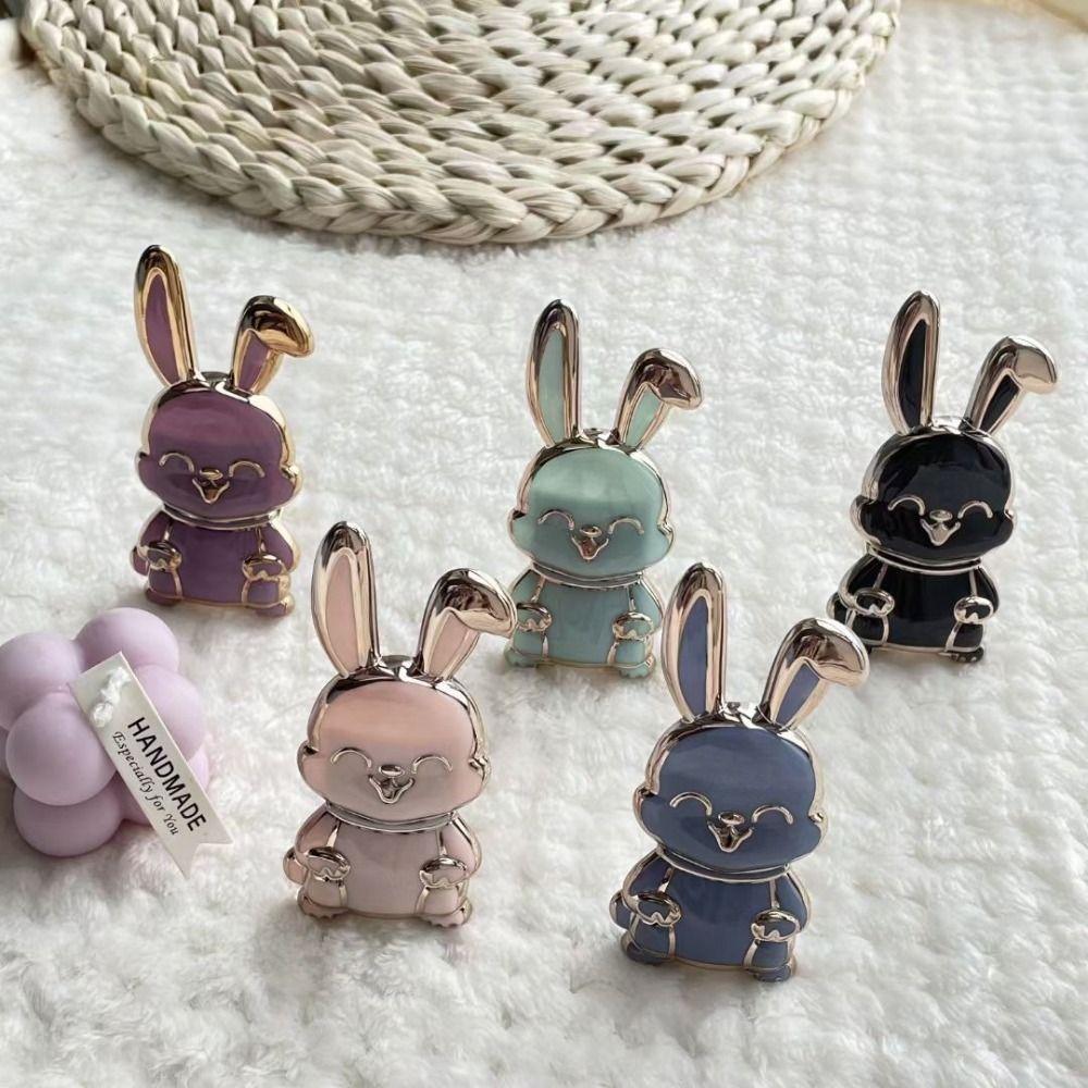 Back Sticker Pad 3D Folding Phone Stand Rabbit Ring Bracket Mobile Phone Holder Pull Rod Support