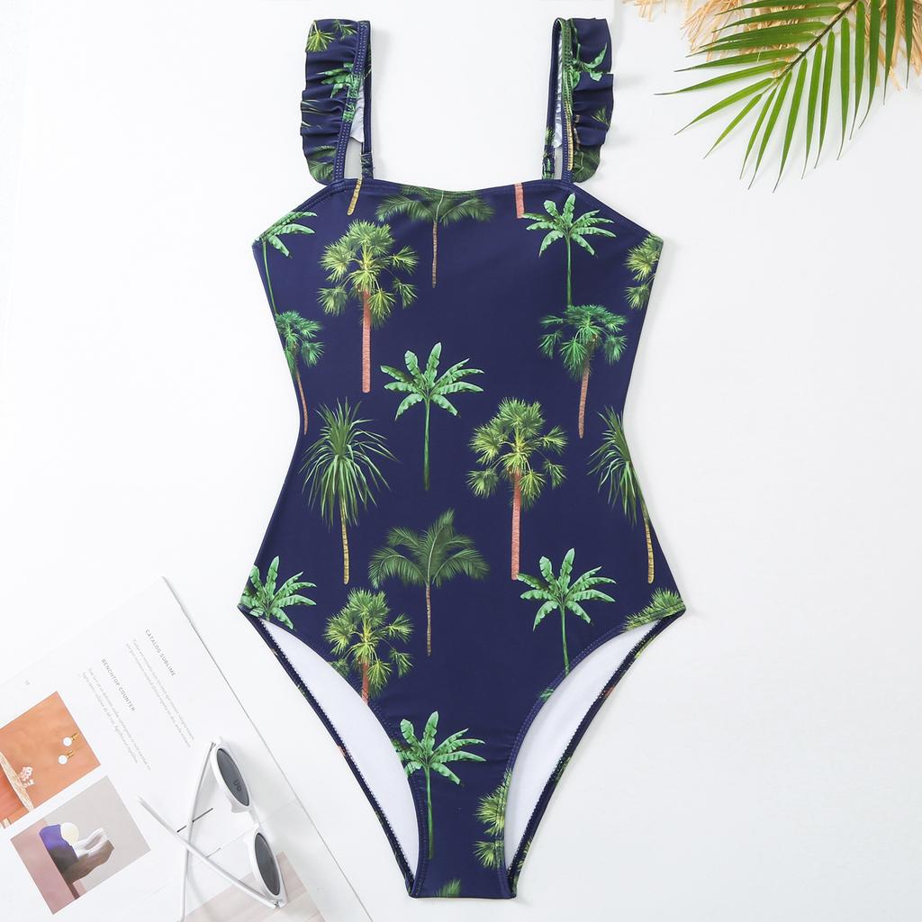 New Sexy New Printed One-piece Swimsuit Women's French Retro Style Swimsuit Set