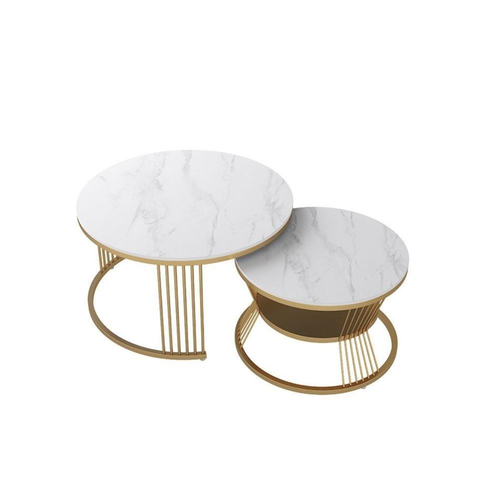 Nordic Light Luxury Round Sintered Stone Coffee Table for Modern Living Rooms