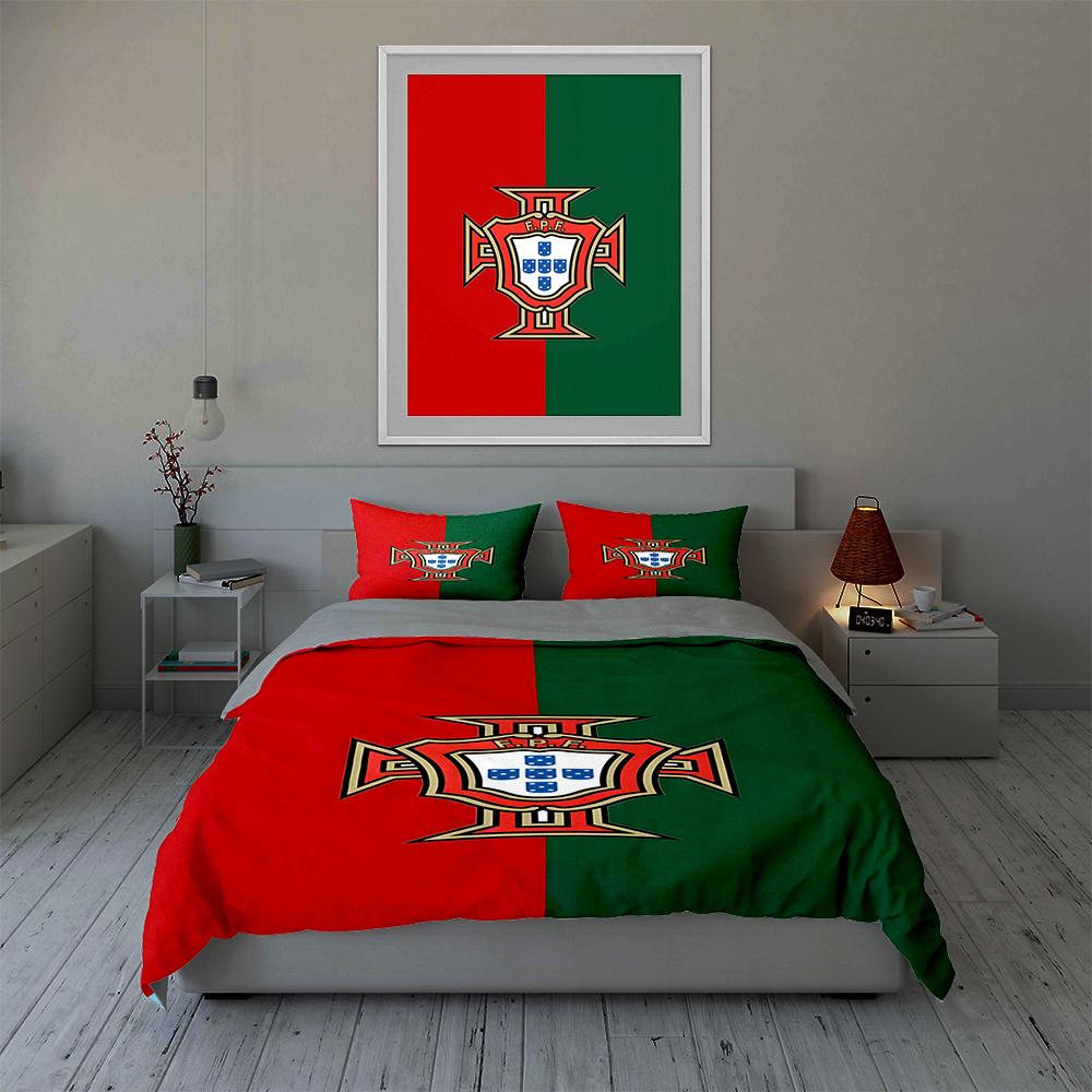 Red-green crest. Bedding Duvet cover sets Duvet covers Pillowcases gifts (1 * Duvet Cover 2 * Pillowcases, without duvet insert)