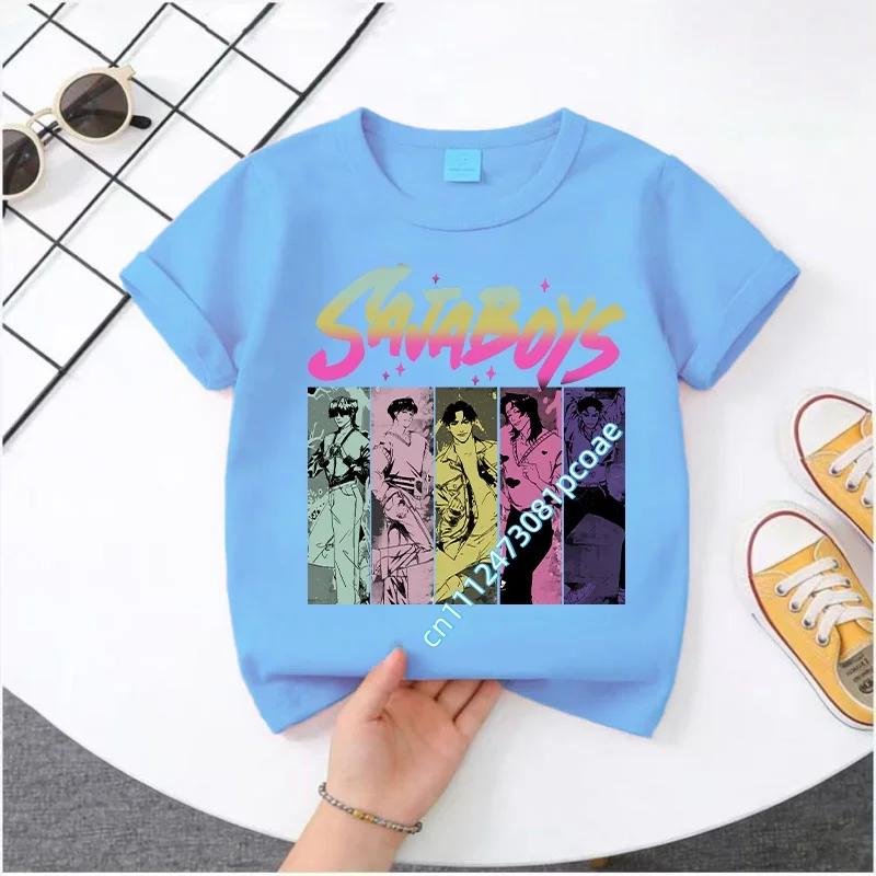 KPop Demon Hunters 2026New Saja Boys Cartoon Boys T-shirt Round Neck Fashion Casual Top Children's T-shirt Kids Clothing