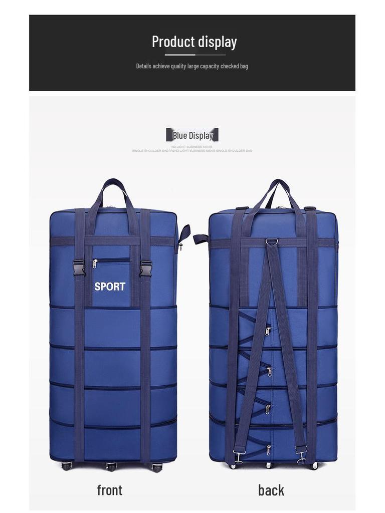 Foldable Aviation Checked Luggage: Extra Large Men's Wheeled Duffle Backpack