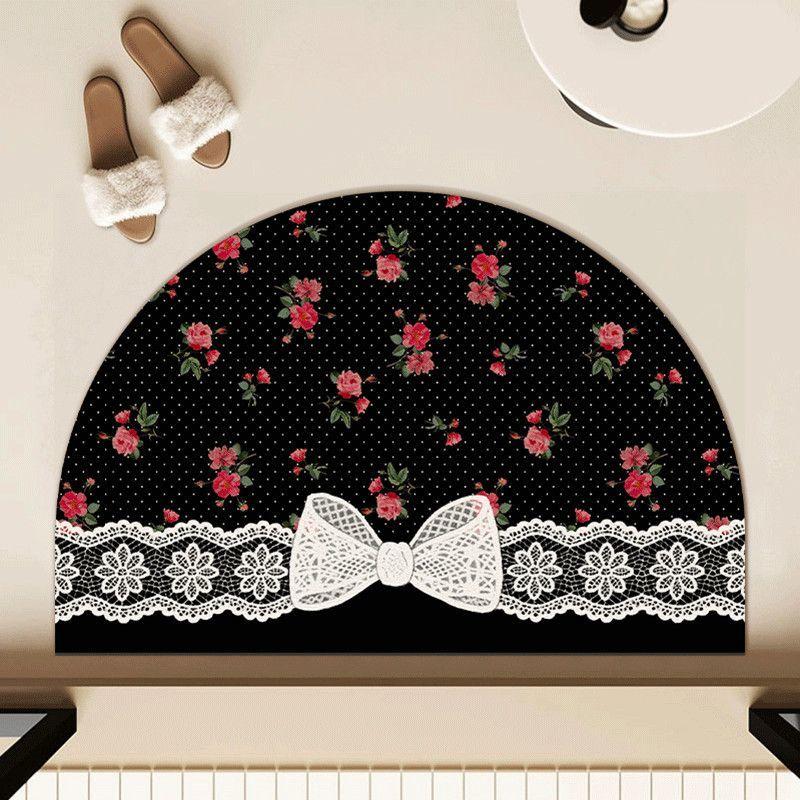 Lace Floral Bow Diatom Mud Non-slip Floor Mat Bathroom Absorbent Bedroom Toilet Bathroom Door Floor Mat