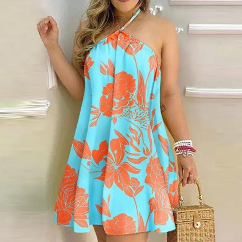 

GMXIA женские модные летние весенние однотонные свободные повседневные платья без рукавов с v-образным вырезом и открытыми плечами на бретельках 3XL