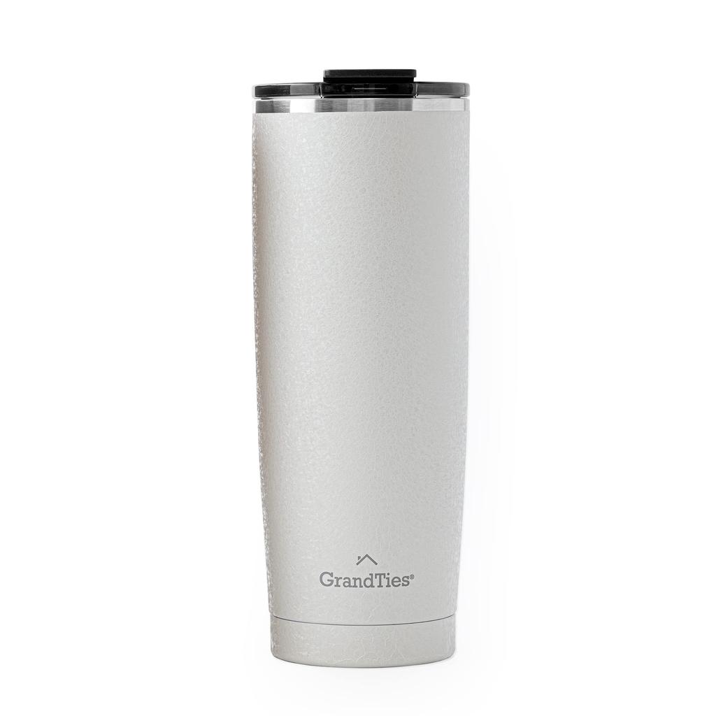 GRANDTIES Premium Drinkware Vacuum Insulated Tumbler, 590ml, Car Cup Holder Compatible & Easy OpenClose Spout (Pearl Snowy)