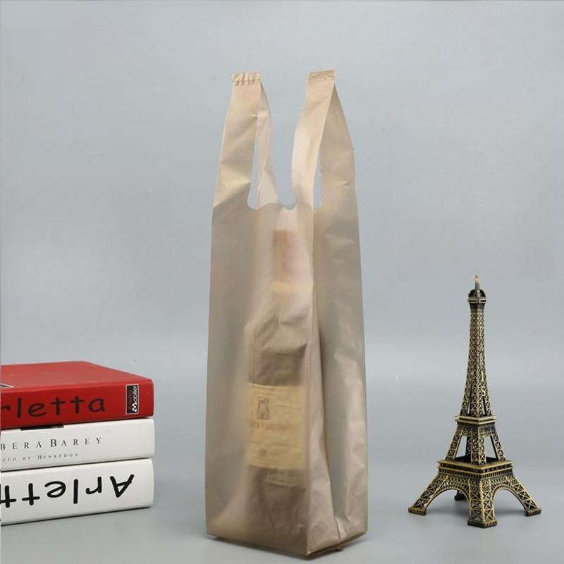 

Universal Plastic Thick Handbag Red Wine Tote Bag Grape Wine Tote Transparent Gift Bag Portable Eco-friendly Purse Durable White Carrier Bag 50x12.5cm 50 pcs золотой