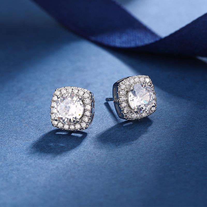 Plating PT950 Square Bag with Simulated Zircon Proposal, Eight Hearts and Eight Arrows Zircon Ring, Mosang Diamond Opening Female Ring