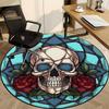 1pc Skull Gothic Rose Design Chair Carpet for Office, Round Non-Slip Durable Large Size Office Carpet, Suitable for Office, Beautiful Decoration