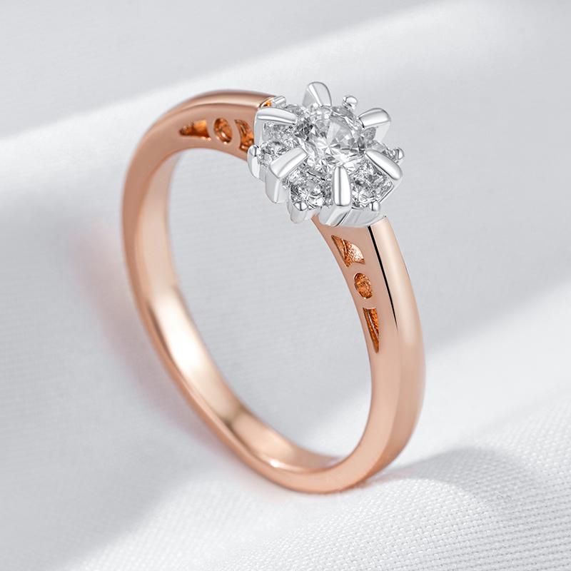 Luxury Natural Zircon Rings For Women Rose Gold Color Mix Setting Slim Design Daily Bride Wedding Jewelry