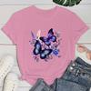 (Premium T-shirt)Hot Sales Flowers Butterfly T Shirts Women Summer Cool Short Sleeves Personality Harajuku T-Shirt