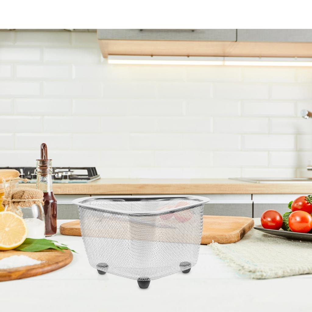 1pc Sink Triangle Drain Basket Stainless Steel Kitchen Residue Filter Net Basket Leakage Wash Vegetable Basket Storage Shelf