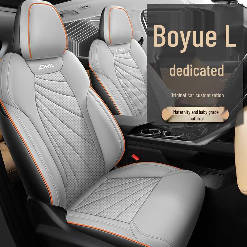 Breathable Perforated Leather Seat Covers for 23-25 Geely Boyue L – Full Coverage, Four-Season Use