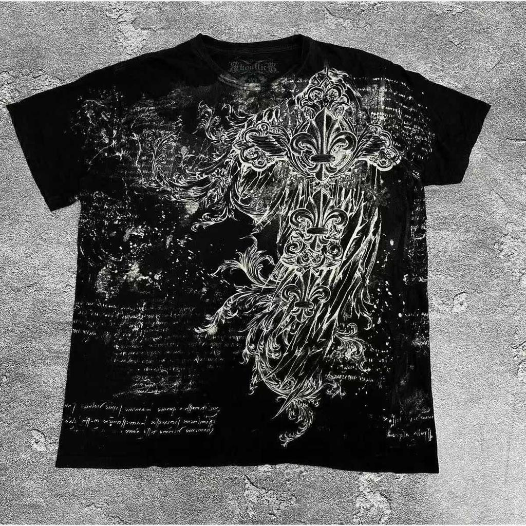 DRIPX 2000s Hip Hop Oversized T Shirt American Goth Retro Harajuku Letter Print Top Casual Tops New