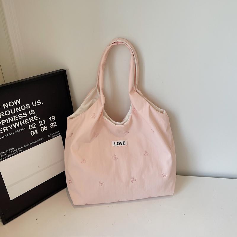 Women's Tote Bag Large Capacity Underarm Bag Bow Embroidery Shoulder Bag