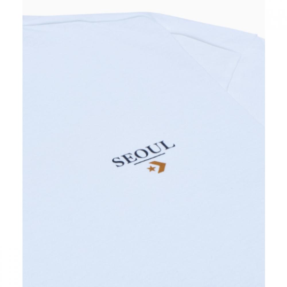 Converse Seoul CiTy Bungeo Bread Back PrinT ShorT Sleeve T shirT Oversized whiTe