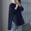 ZANZEA Blusa Casual para Mujer con Cuello Solapa Dobladillo Asimétrico Manga Larga Holgada