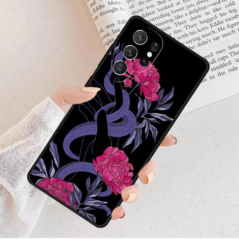 Fashion Snake Flower Phone Case For Samsung Galaxy S25 S23 S30 S8 S21 S20 FE S24 S22 Note 10 20 S8 Plus Lite Ultra