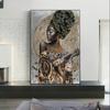 Black Gold Nude African Woman with Exquisite Headdress Oil Painting On Canvas Posters and Prints Scandinavian Wall Art Picture