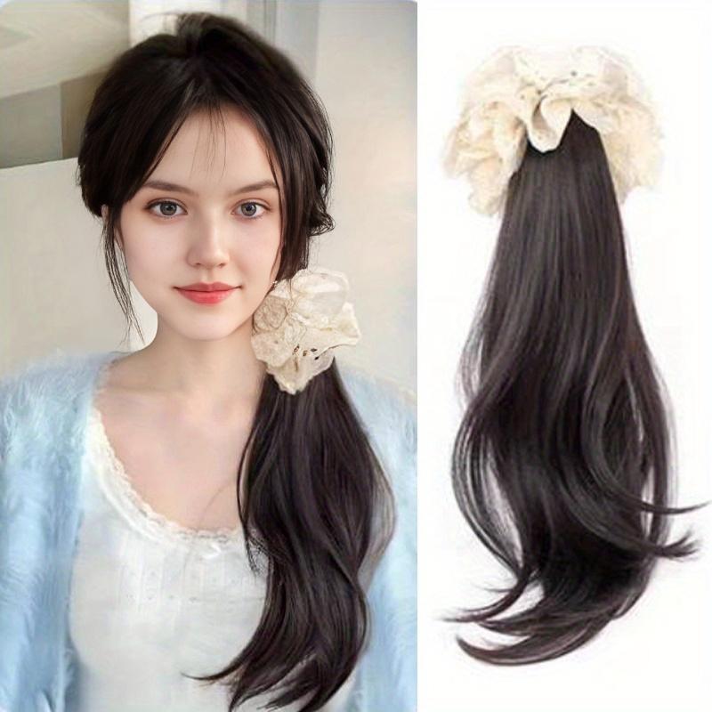 Grasping Clip Slightly Curled Side Ponytail Wig Braid Low Tie Wig Ponytail Natural and Easy To Handle