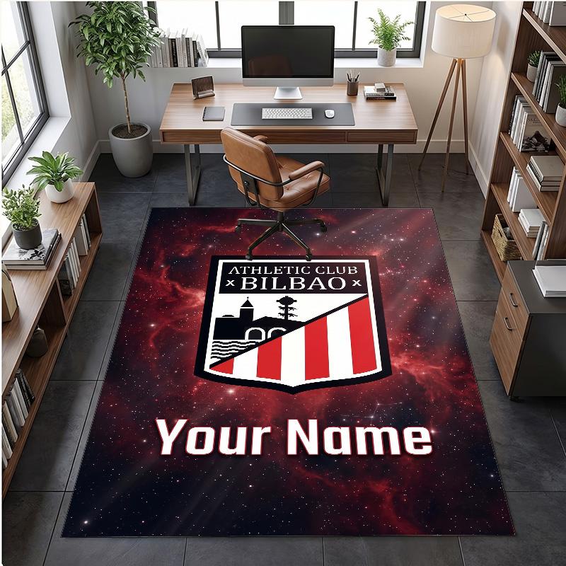 Crystal Velvet Rug Athletic Bilbao FC Print Custom Name Text Floor Mat Home Decor