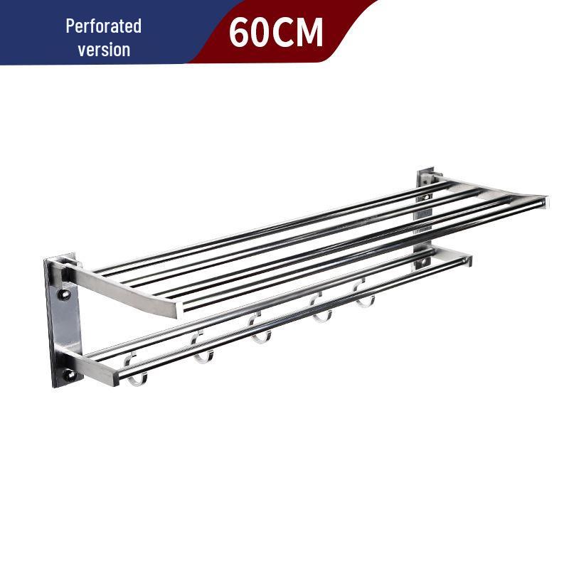 Folding Double-Layer Bathroom Towel Rack, Space-Saving Aluminum Storage Bar