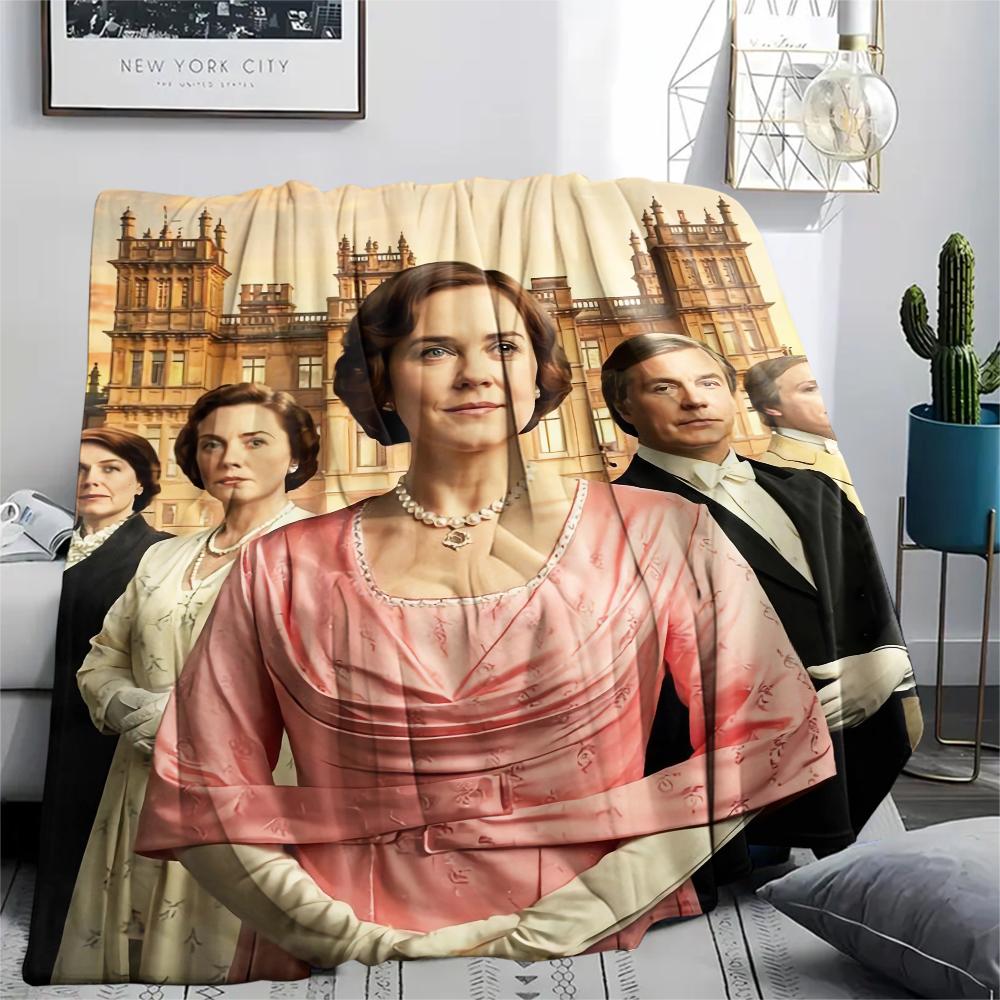 1 Stück Flanelldecke mit Downton Abbey Aufdruck, Hohe Qualität für alle Jahreszeiten, Heimdekoration, Wärme und Komfort, Perfekt für Weihnachtsgeschenke