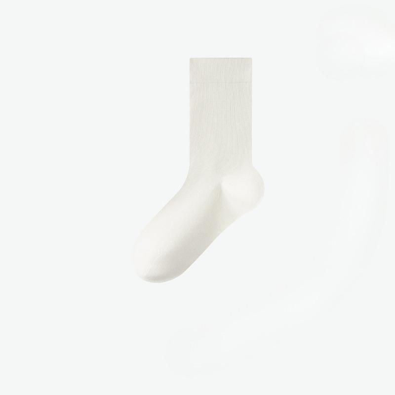 Female Spring and Autumn Pure Cotton Pure Color Antibacterial Deodorant Comfortable Boneless Tube Moon Socks