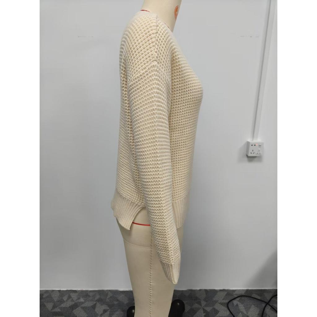 European American Fashion New Hollow-out Hole Knitted Pullover, Simple Comfortable Spring Autumn Fashion Top