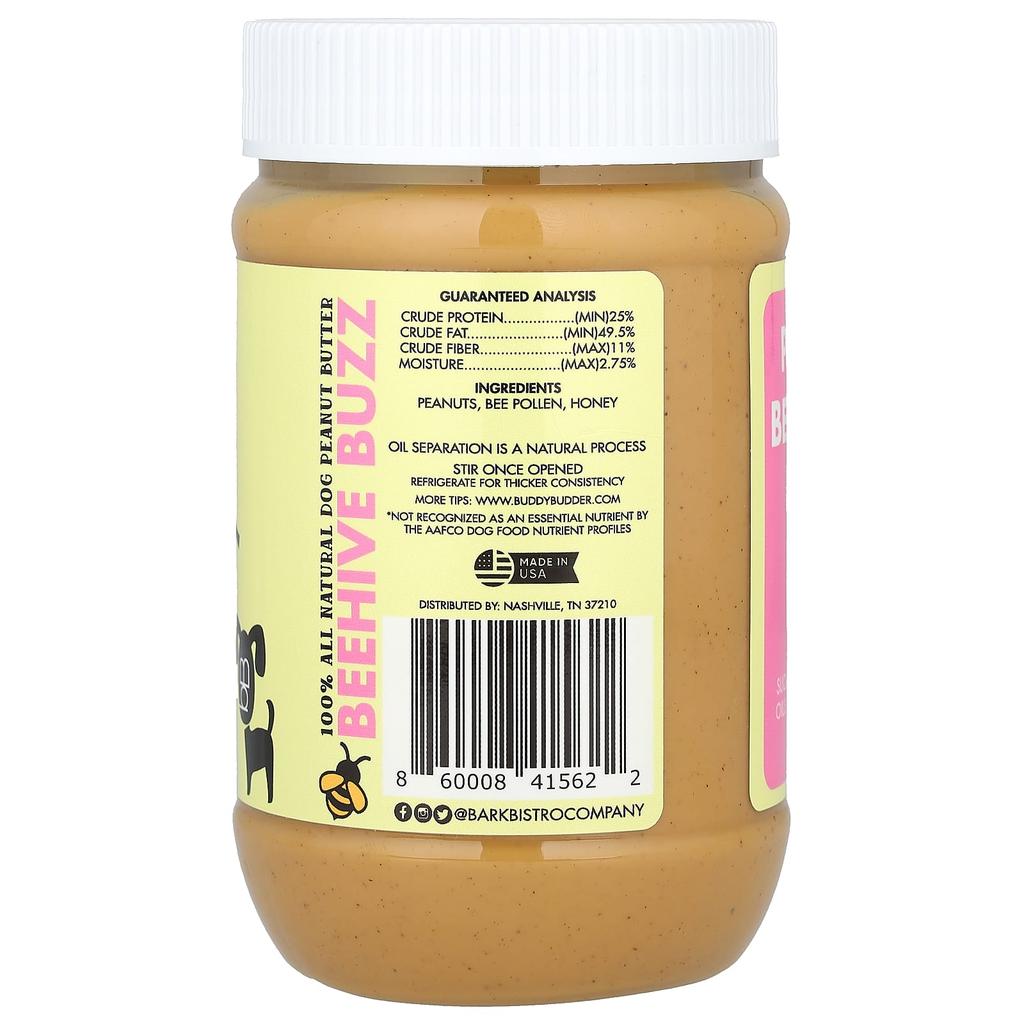 Bark Bistro Buddy Budder, Peanut Butter, For Dogs, Beehive Bizz, 17 Oz (480 G)
